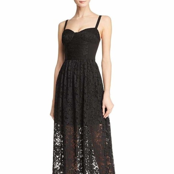 Black Halo Joliette Black Lace Maxi Dress Gown 2 - Picture 2 of 5